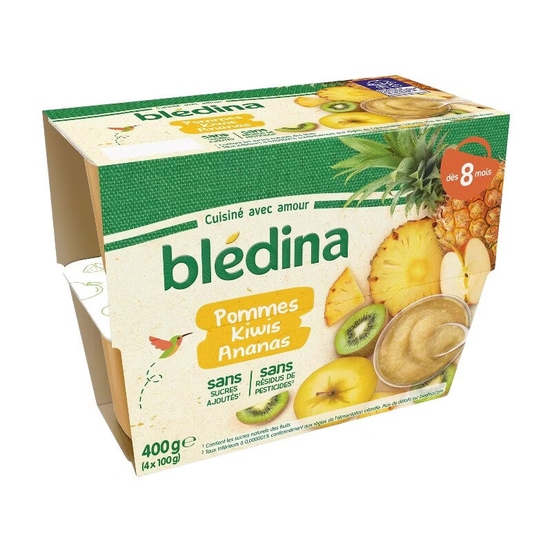 BLEDINA Pomme kiwi ananas 8M 4 x 100 g