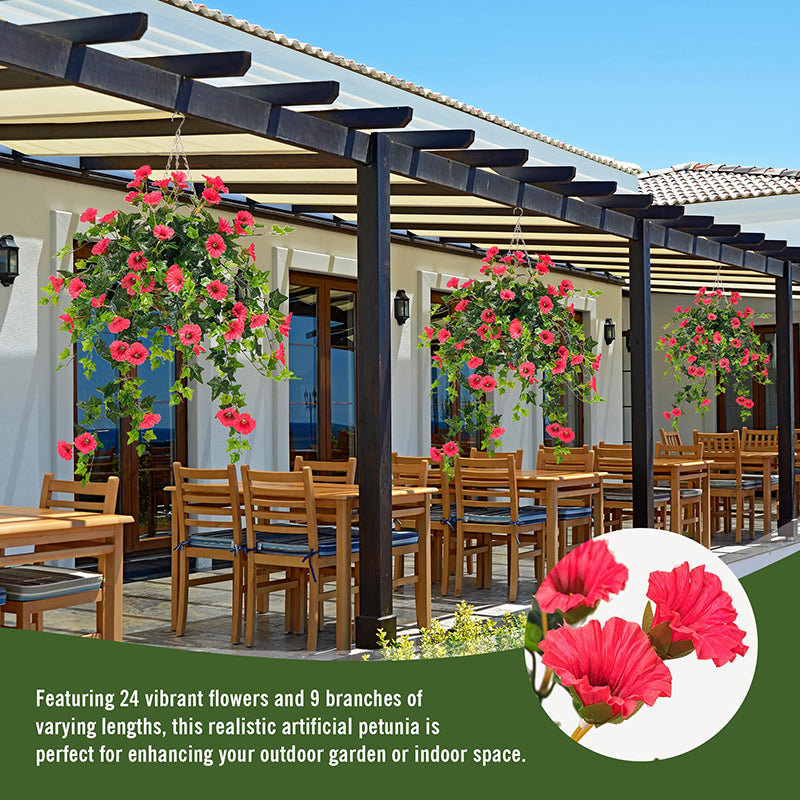 YueJia Lot de 2 bouquets suspendus de fleurs artificielles en soie pétunia - 75 cm