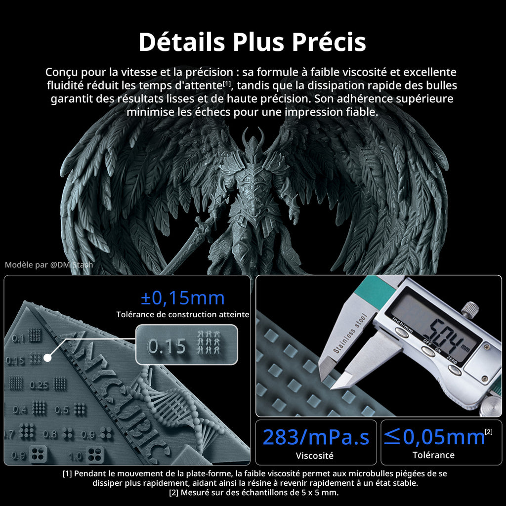 ANYCUBIC Résine ABS-Like 2.0, haute résistance et faible retrait pour imprimantes 3D LCD/DLP/SLA - HD gris - 1 kg