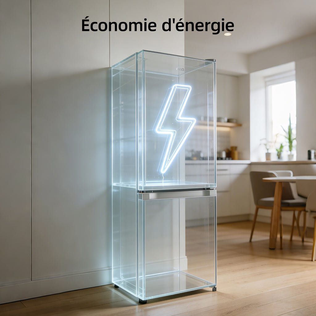 CHiQ JR227LSE Combiné réfrigérateur-congélateur, 227 L, Argent, Faible givre, Congélation 4 étoiles, Réfrigérateur 153 L et congélateur 74 L, Largeur compacte 54 cm, Porte réversible, Pieds réglables [Classe énergétique E]