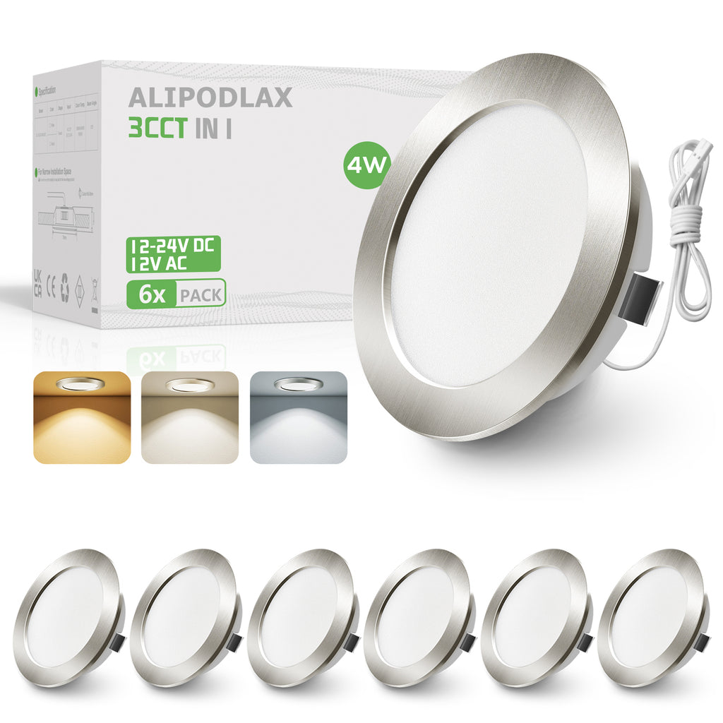 Spot encastré LED - 12-24 V - 4 W - 3000 K Blanc chaud / 4000 K Neutre / 6000 K Froid - Pour plafond et meubles - Perçage Ø 55-58 mm - Profondeur 14,5 mm