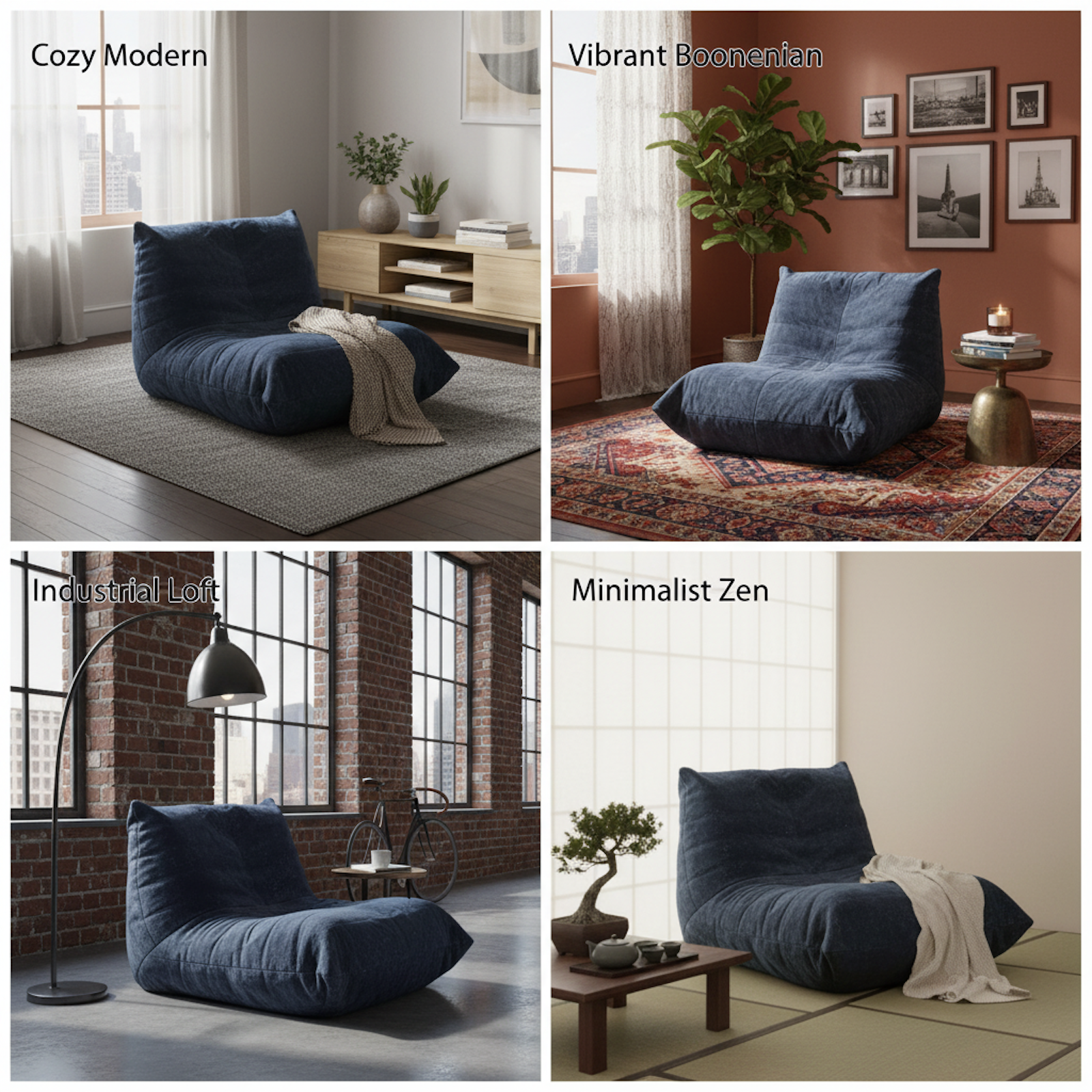 URBAN MEUBLE Fauteuil Lounge en Chenille à Fils Argentés de Luxe (Bleu, 90x100x80cm)