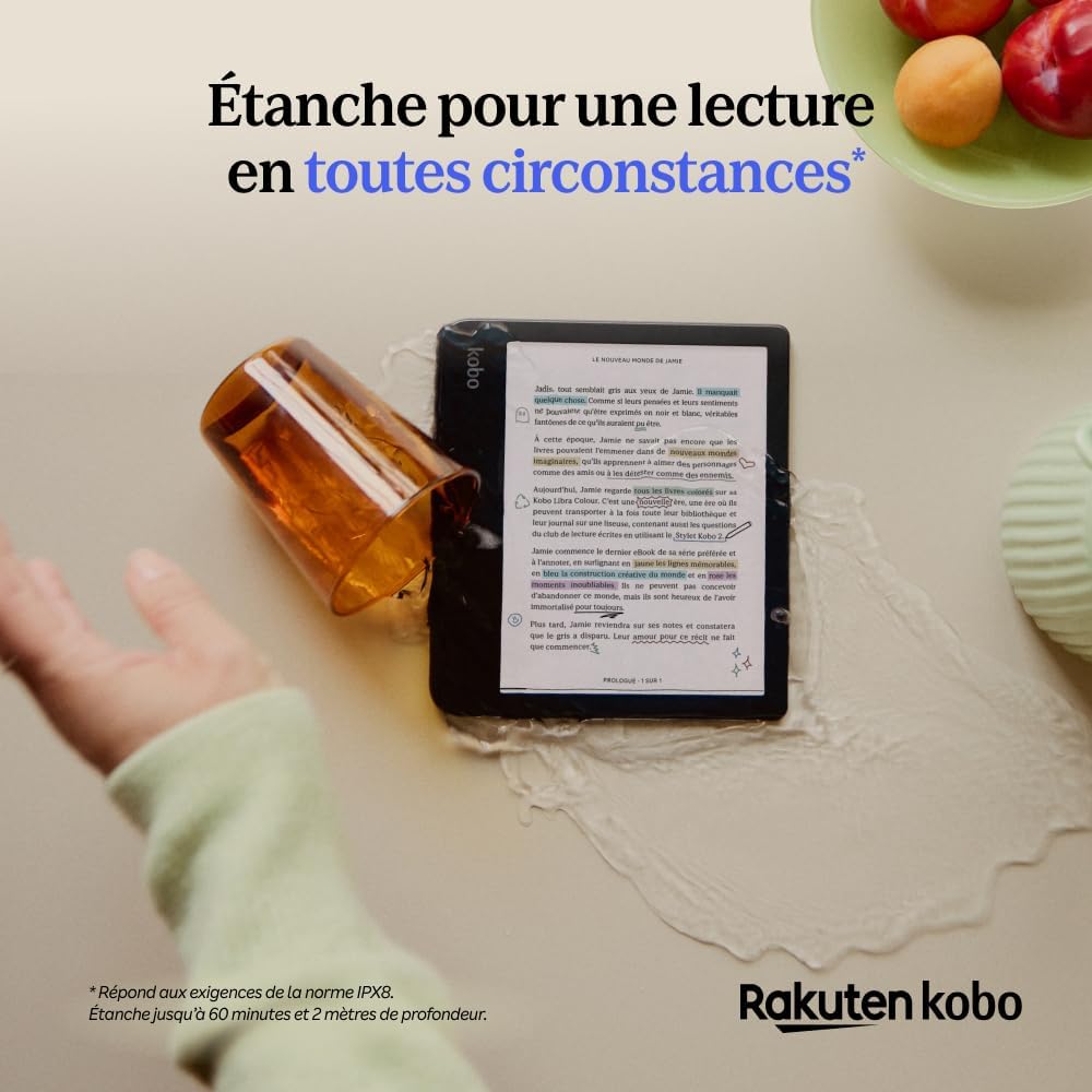 Kobo Libra Colour Liseuse avec écran tactile anti-reflets 7" et 32 Go de stockage - Noir