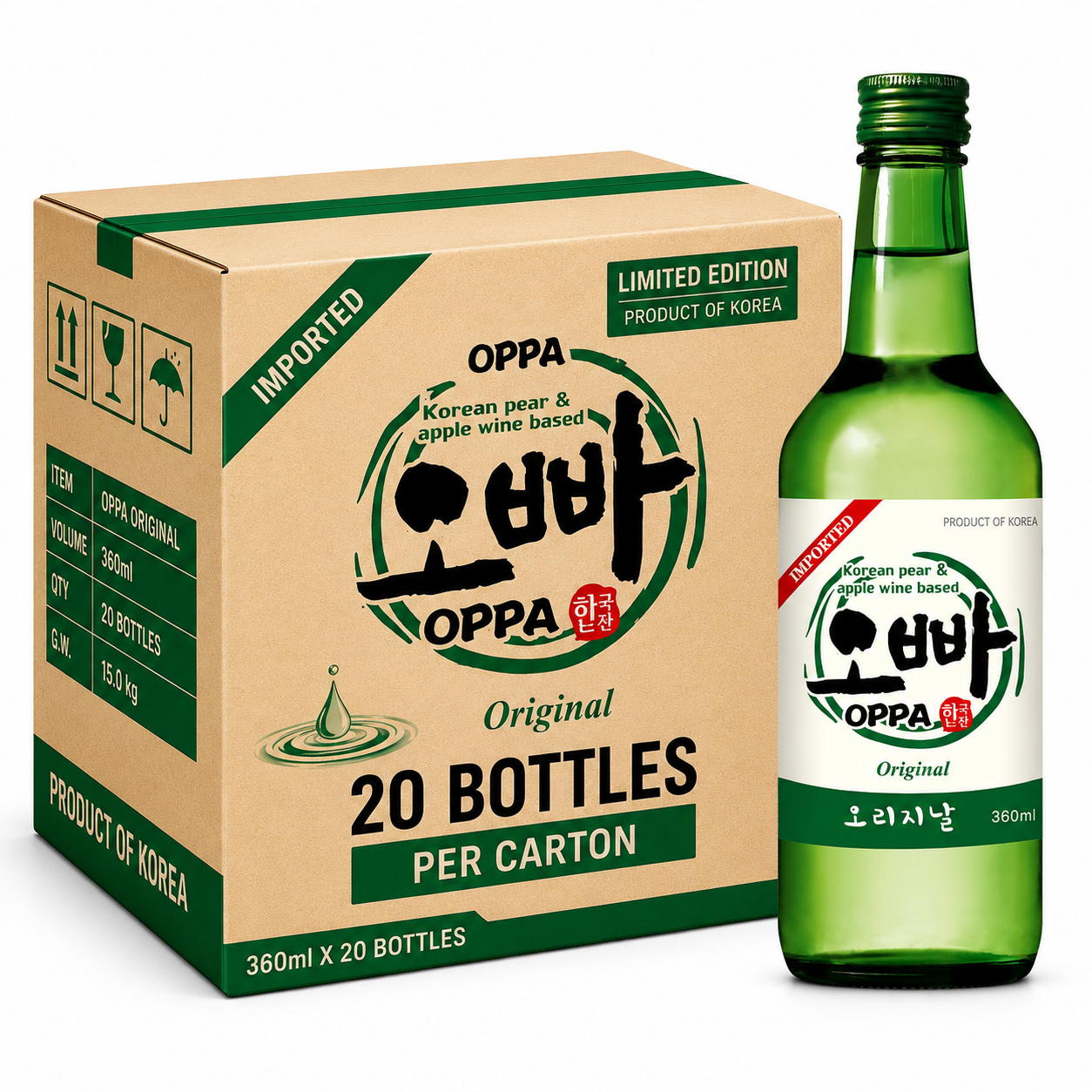 OPPA Soju Original 17,5 % - 20 x 360 ml