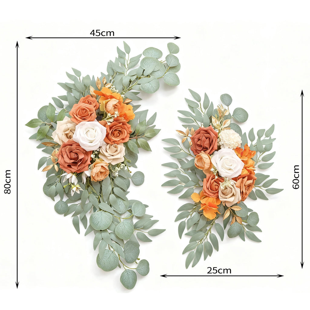 Wei's moment Set de 2 Guirlandes de Fleurs Artificielles pour Bâches d'Accueil de Mariage Décorations Florales, Fleurs d'Arche de Mariage Orange Brûlé pour Cérémonie de Mariage