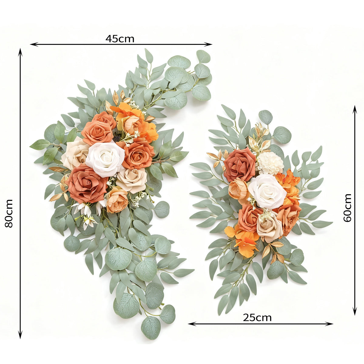 Wei's moment Set de 2 Guirlandes de Fleurs Artificielles pour Bâches d'Accueil de Mariage Décorations Florales, Fleurs d'Arche de Mariage Orange Brûlé pour Cérémonie de Mariage