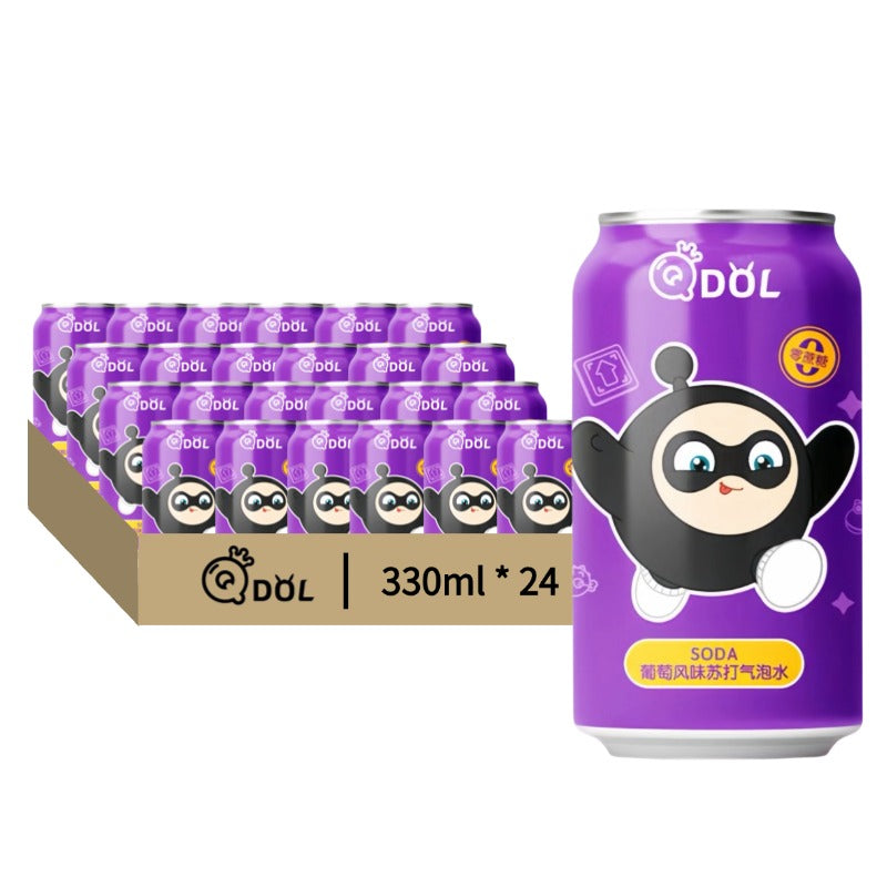 QDOL Soda pétillante saveur raisin 330 ml x 24