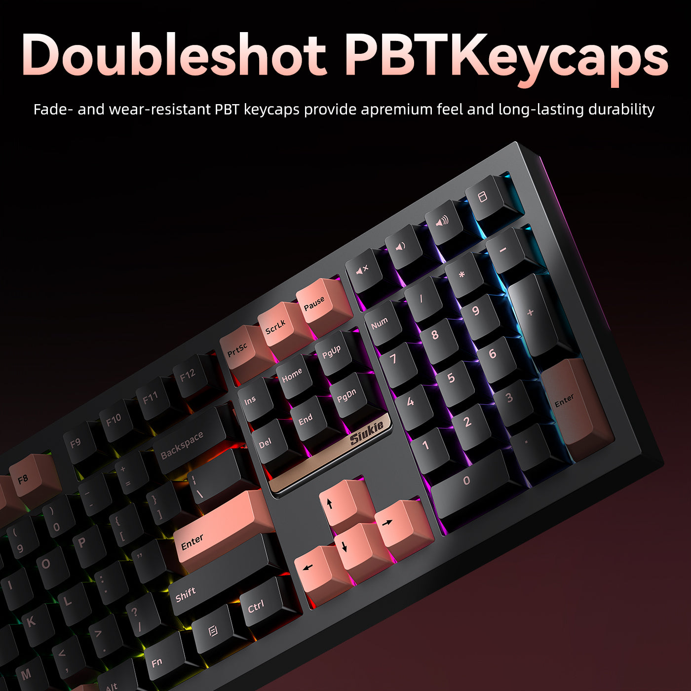 Siukie PL108W Clavier mécanique RVB 108 touches, commutateurs amovibles, 3 modes, noir