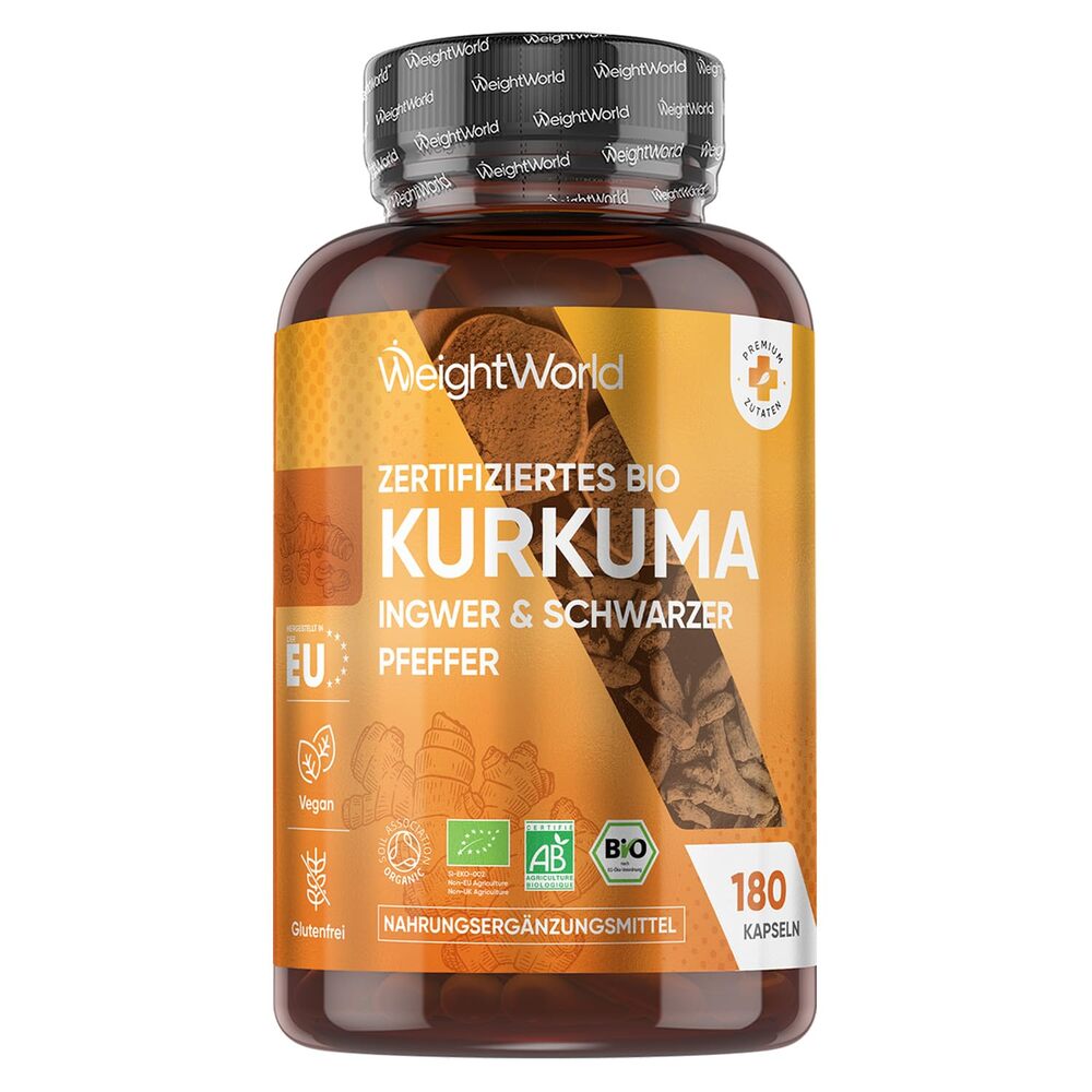 WeightWorld Curcuma biologique avec poivre noir et gingembre 1520 mg 180 gélules