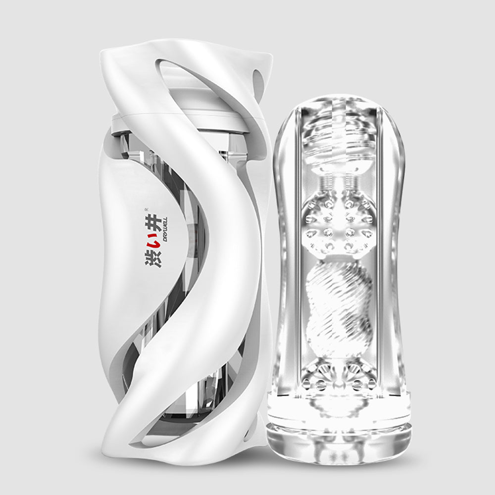 Drywell White Hurricane - Entraîneur pour éjaculation, longueur du canal 16 cm ± 1 cm, canal en TPE souple, design unique de style technologique moderne.