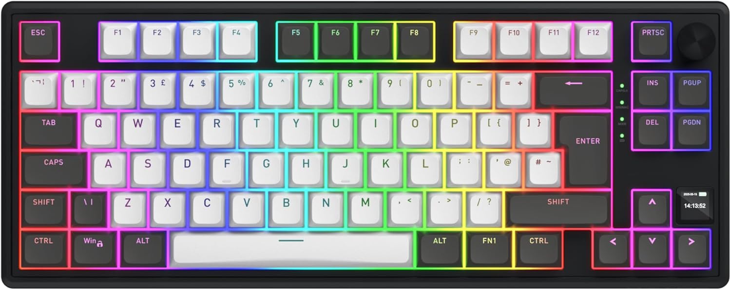 Hator Clavier Gamer sans fil magnétique Skyfall 80 Pro TKL RGB - AZERTY - Noir