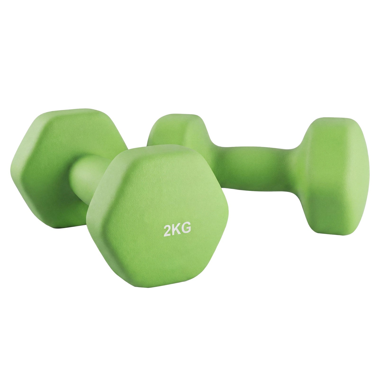 JOYFURNOSLot de 2 haltères, Poids en néoprène 2 x 2 kg, Hexagonaux, Pour entraînement à domicile et remise en forme, Vert