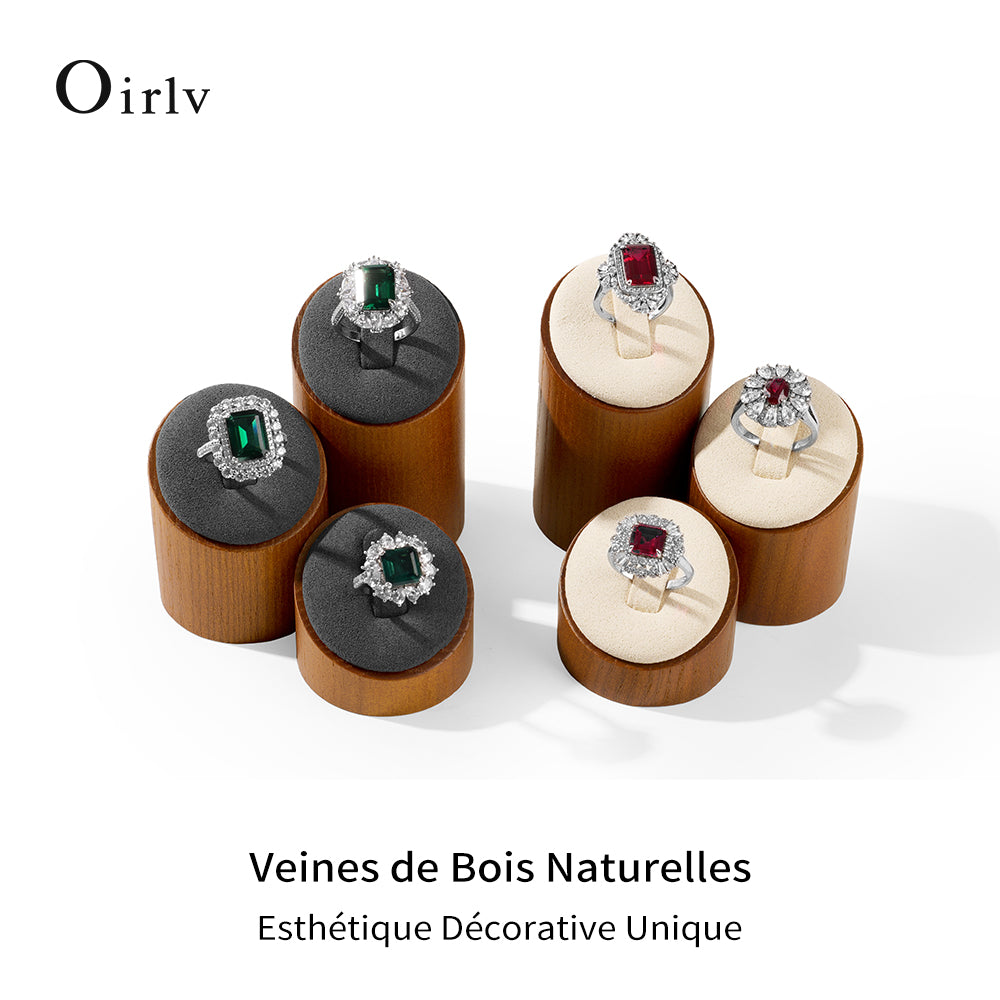 Oirlv Présentoir à bagues en bois 3 pièces | Porte-bagues cylindrique organisateur de bijoux pour commerce et maison