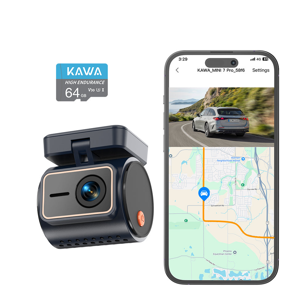 KAWA Mini Dashcam 4K avant, commande vocale, affichage discret, HDR 2K, caméra de voiture avec moteur NightEagle, Wi-Fi 6 et GPS intégrés, mode stationnement en mémoire tampon 24/7
