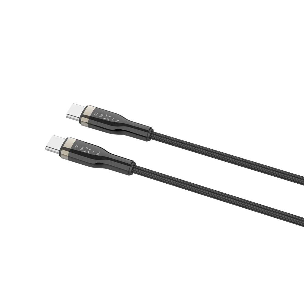 FIXED Câble tressé USB-C/USB-C, 1,2 m, 100 W, noir