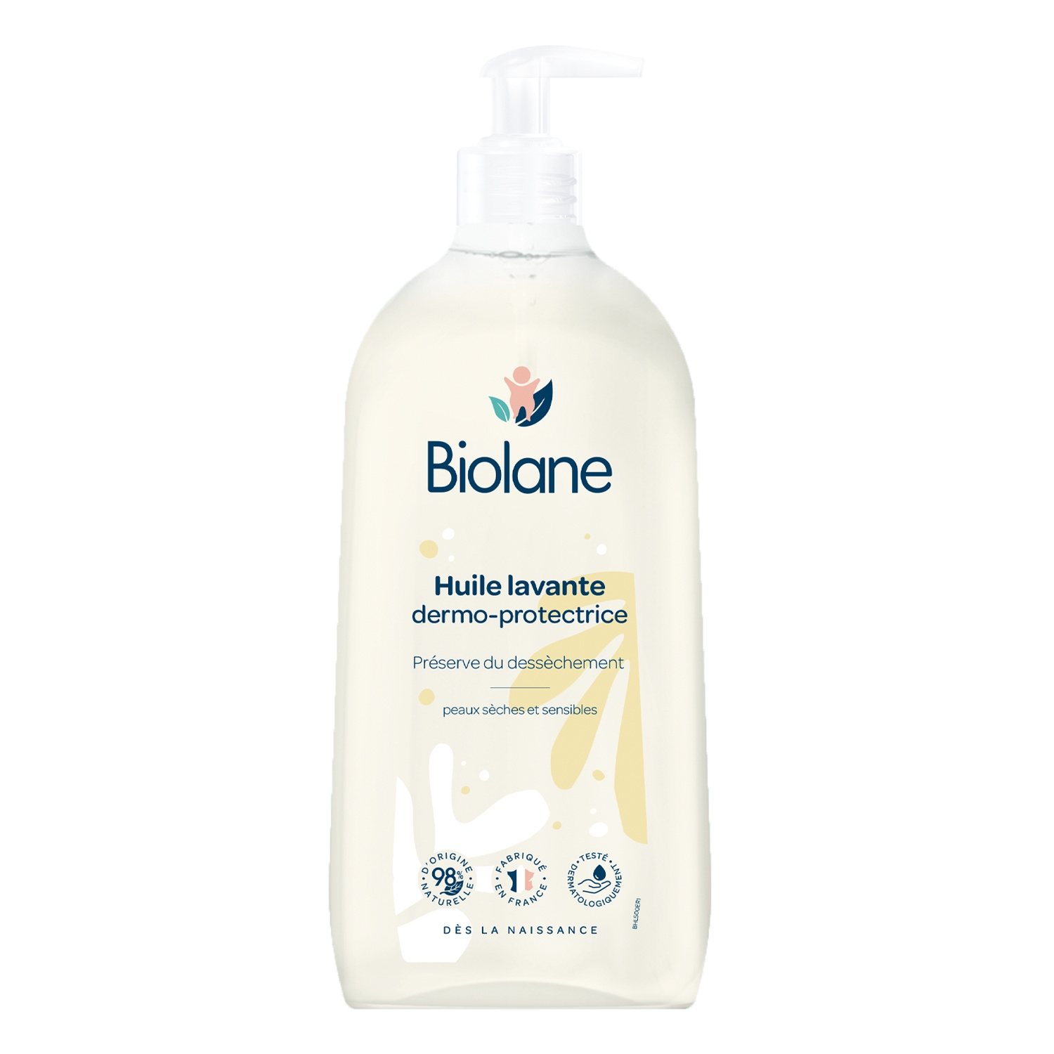 Biolane Huile Nettoyante Dermo-Protectrice, pour Peaux Sèches et Sensibles, 500 ml