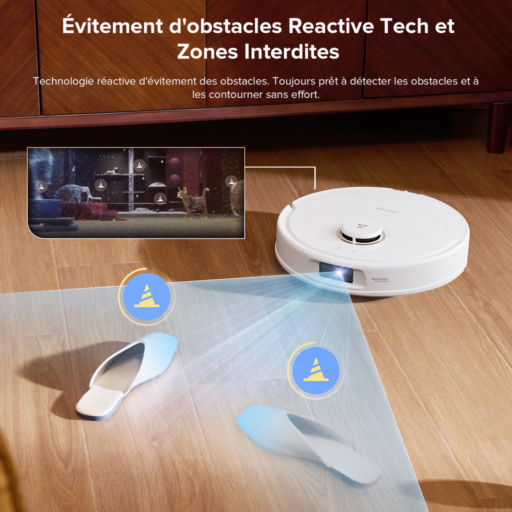 Roborock Aspirateur robot Qrevo S5V blanc avec station, aspiration 12000 Pa, serpillières FlexiArm, double anti-enchevêtrement, séchage à l’air chaud