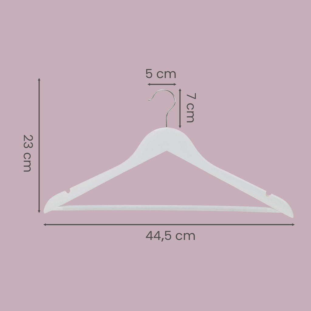 JOYFURNOS Cintres en Bois Blanc & Argent (Lot de 20) – Encoches sur les Épaules, Crochet Pivotant à 360°, Barre Antidérapante pour Pantalons – Parfait pour Costumes, Chemises & Manteaux