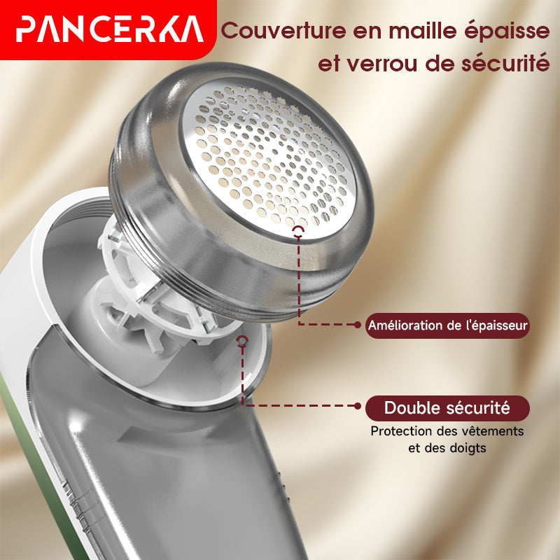 PANCERKA Rasoir électrique anti-bouloches Batterie 500 mAh, moteur rapide 7500 RPM, retire-peluches de précision à 6 lames, boîtier ABS givré + peint, portable pour vêtements