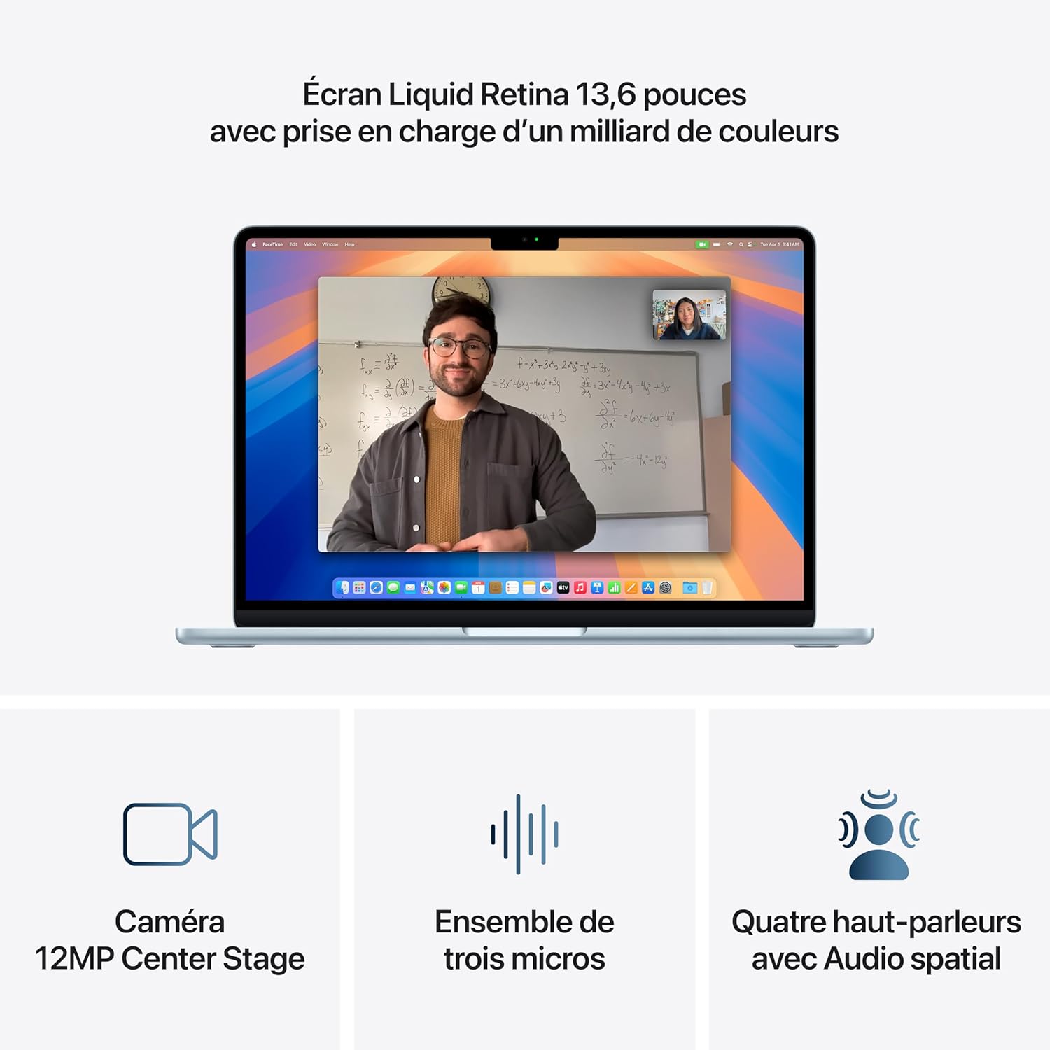Apple MacBook Air 15 pouces (M4, CPU 10 cœurs / GPU 10 cœurs) 16 Go RAM, 256 Go SSD - Lumière stellaire, AZERTY