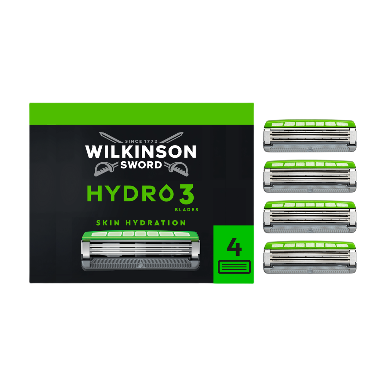 WILKINSON SWORD Hydro 3 - Lames de Rasoir Pour Homme - 4 Recharges