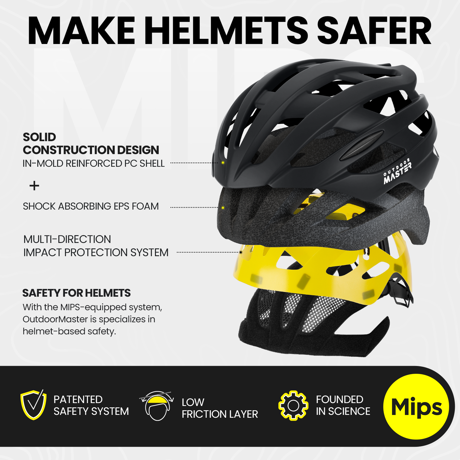 OutdoorMaster MIPS Casque de vélo de route pour adultes noir - Taille M