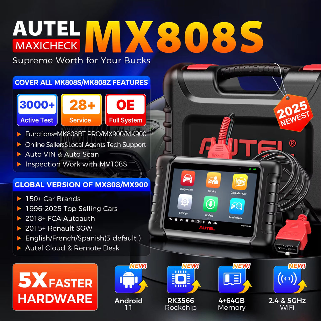 Autel MaxiCheck MX808S Scanner OBD2 bidirectionnel, outil de diagnostic et contrôle avec 28+ services, diagnostic complet de tous les systèmes, compatible avec MK808S et MK808