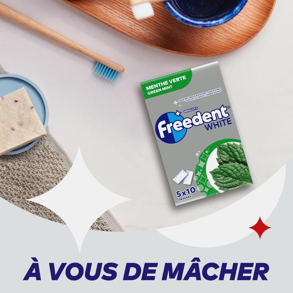 Freedent Gomme à mâcher blanchissante à la menthe, 5 pièces