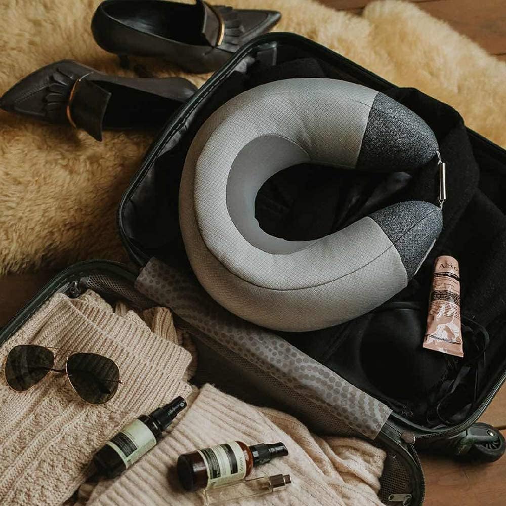 breo iNeck Air 2 Coussin de massage, appareil de massage cervical shiatsu en forme de U avec fonction chauffante et relaxation des tissus profonds pour avion, voiture, voyage, bureau, maison
