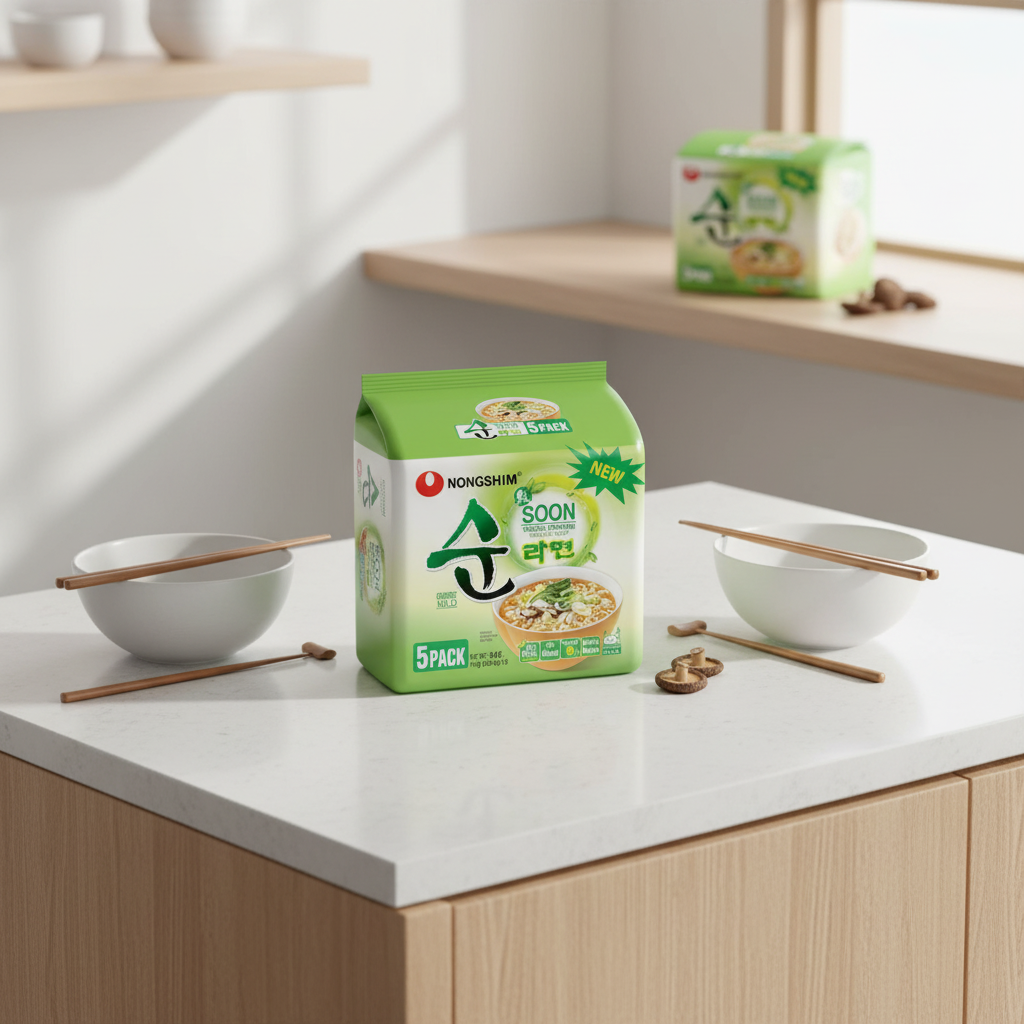 Nongshim Soon Veggie Ramyun Soupe de nouilles instantanées végétariennes - 5 x 112 g