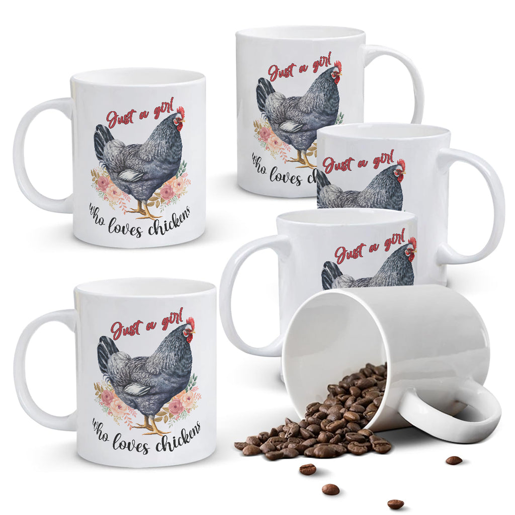 Alphynix Mug blanc avec citation « Just a Girl Who Loves Chicken » et poules - 33 cl