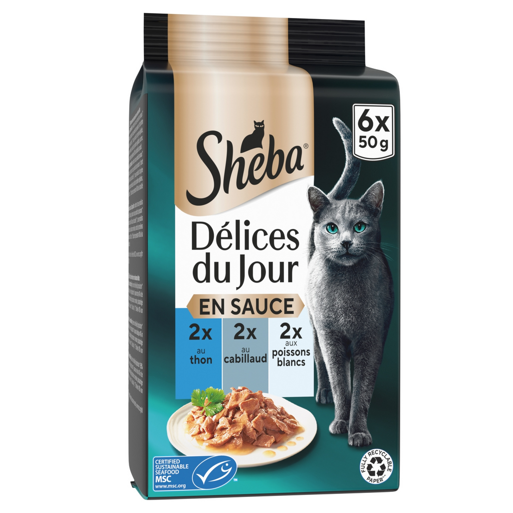 Sheba Délices du Jour aux Poissons - Aliment pour chat - 6 x 50 g