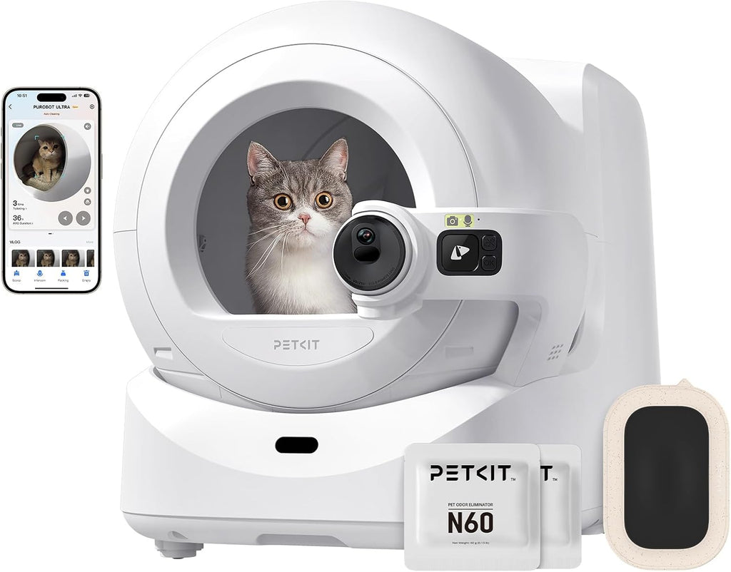 PETKIT Purobot Ultra Bac à litière auto-nettoyant pour chat avec caméra
