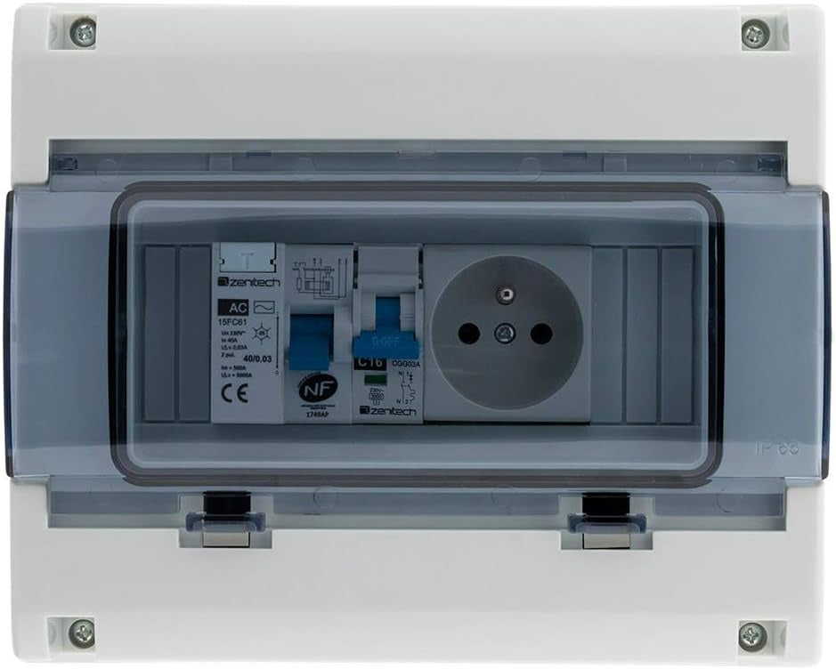 Coffret électrique étanche IP65 8 modules équipé + accessoires - Zenitech