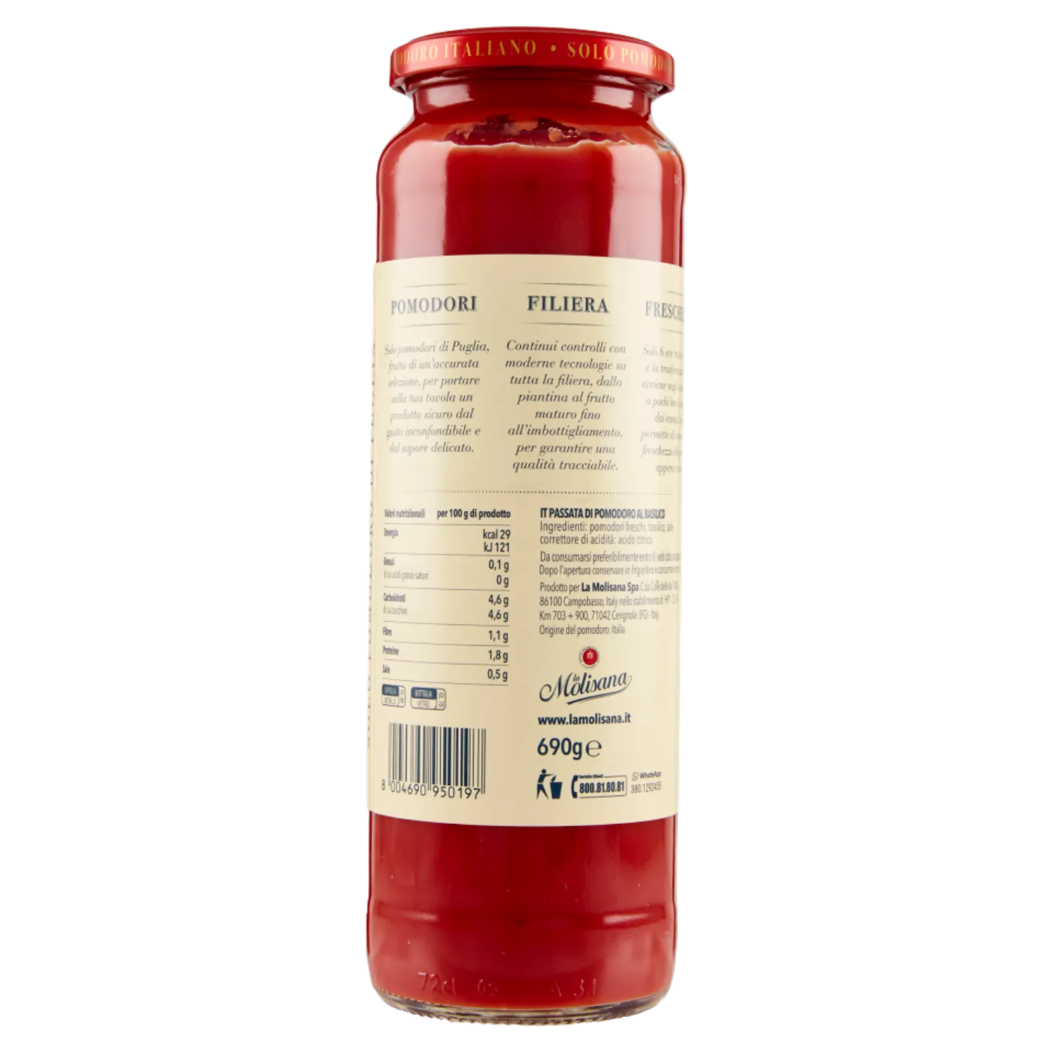 La Molisana Purée de tomate au basilic - 690 g