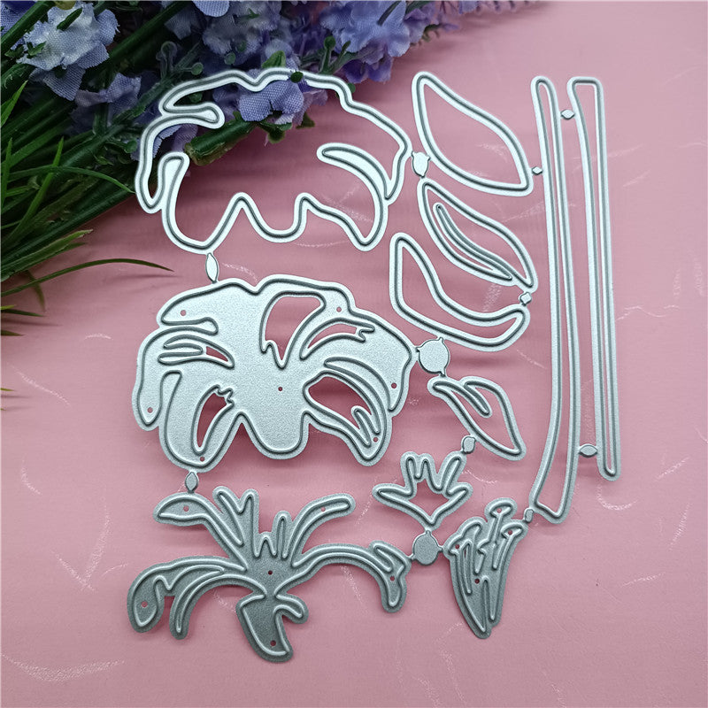 WhereHike Matrices de découpe en métal fleur de lys pour création de cartes, pochoir de gaufrage floral, gabarit pour loisirs créatifs en papier et scrapbooking