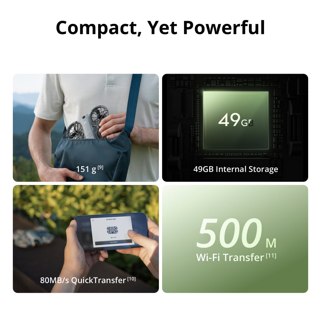 DJI Neo 2 Drone seul, léger et pliable, décollage et atterrissage depuis la paume, contrôle gestuel, ActiveTrack, détection omnidirectionnelle d'obstacles, drone 4K pour débutants