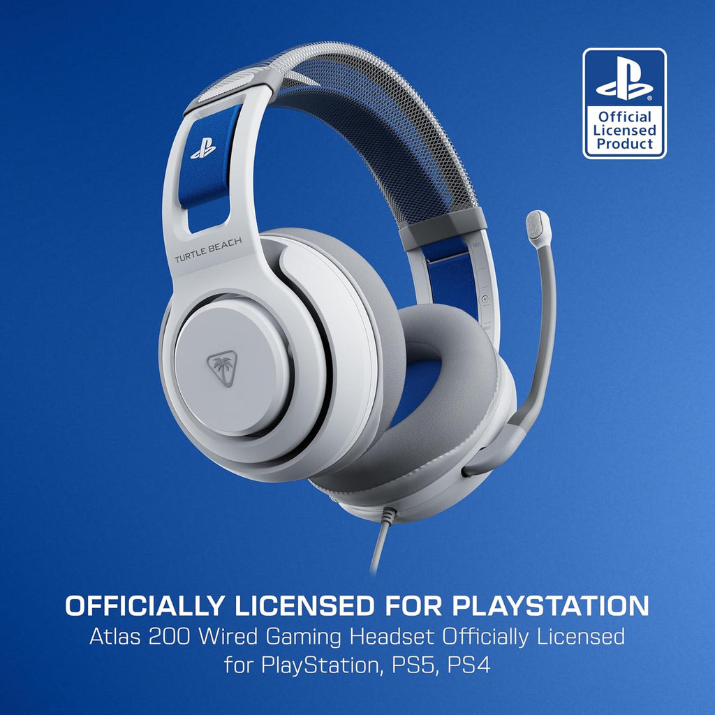 TURTLE BEACH Atlas 200 Playstation Casque Gaming Filaire (Prise 3.5mm) - Micro Muet par Basculement - PS5 & PS4 - Blanc