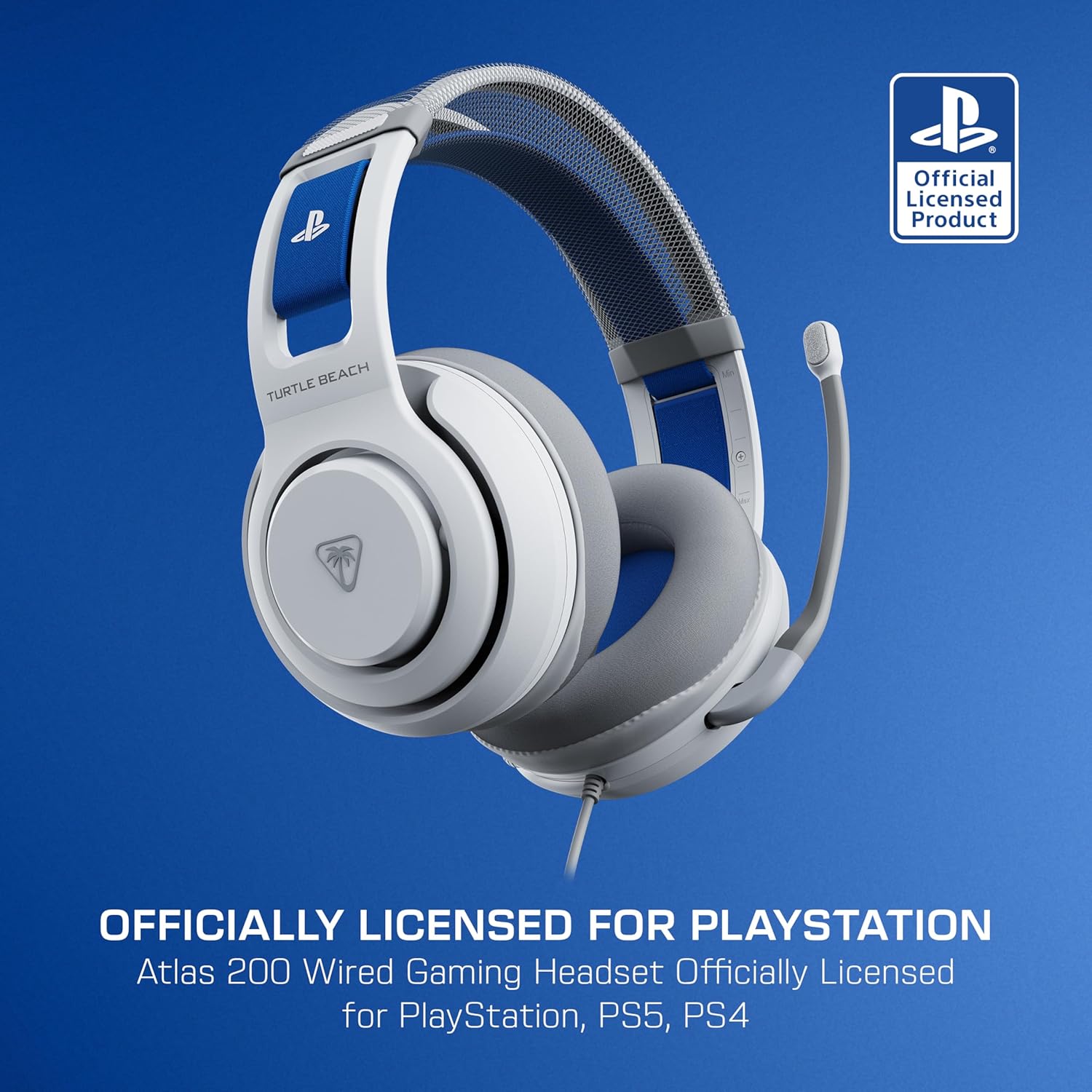 TURTLE BEACH Atlas 200 Playstation Casque Gaming Filaire (Prise 3.5mm) - Micro Muet par Basculement - PS5 & PS4 - Blanc