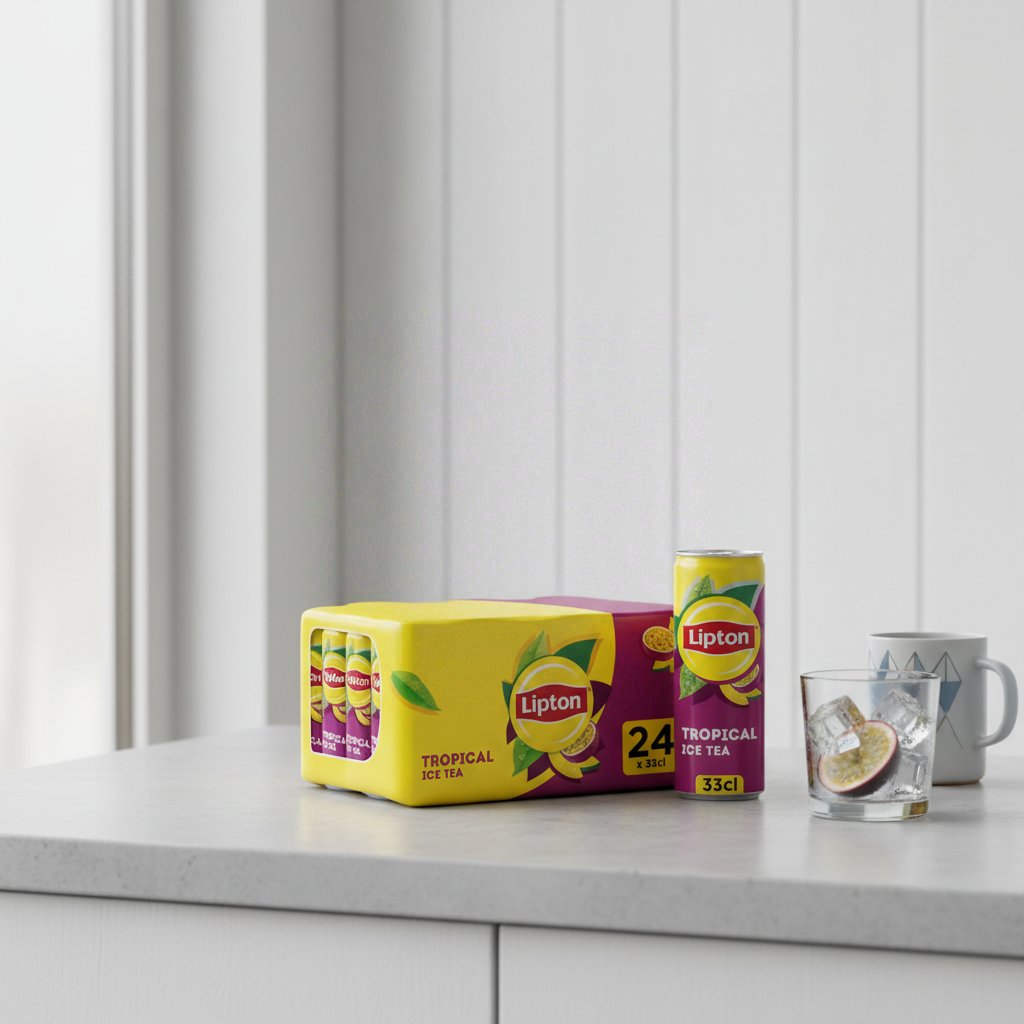 LIPTON Lot de 24 canettes de thé glacé saveur tropical - 24 x 33 cl