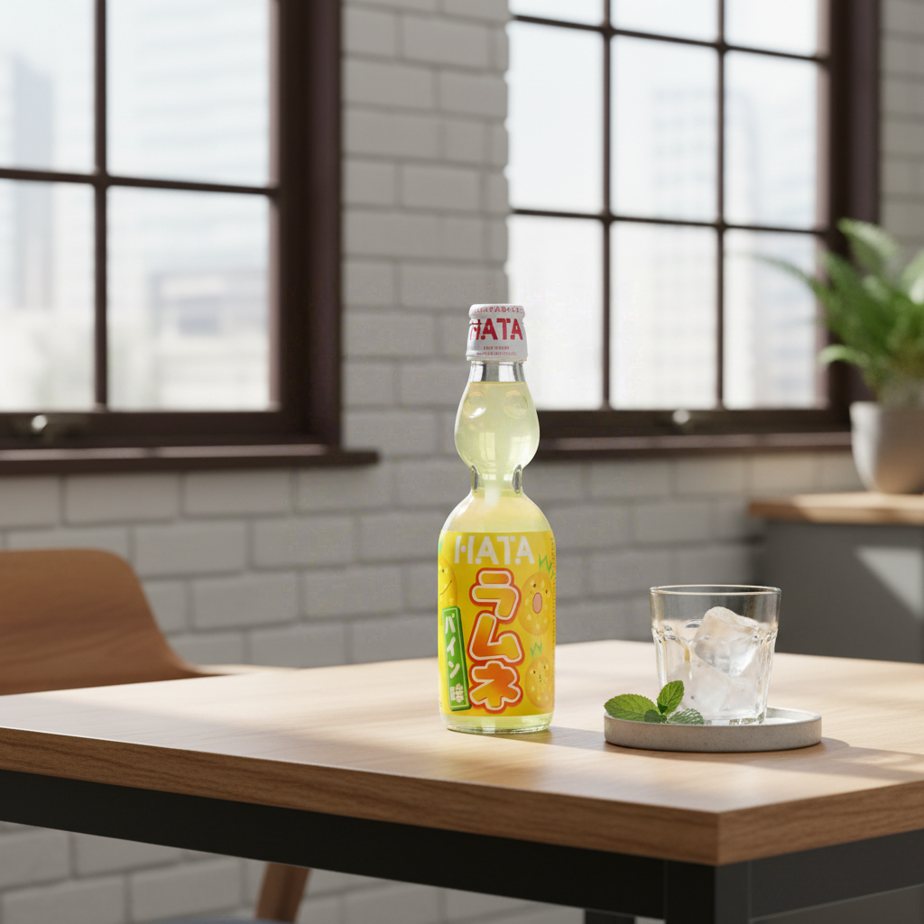 Hatakosen Bin Ramune Soda pétillant saveur ananas - 200 ml