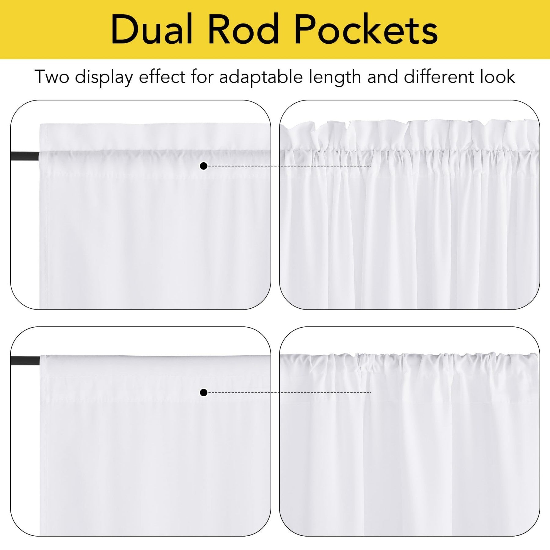 PONY DANCE Rideaux Voilage pour Porte et Fenêtre, Occultants Légers Anti-Vis-à-Vis avec Embrasse, 1 Panneau à Passe-Tringle, 70x180 cm, Blanc