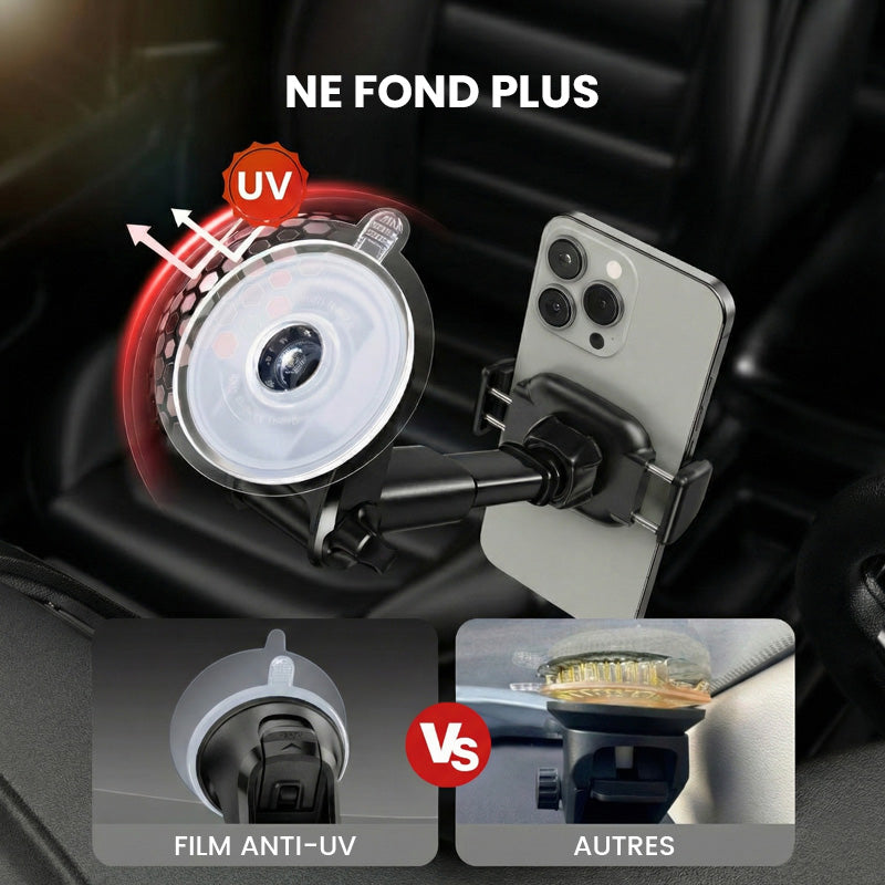 Support de téléphone de voiture à ventouse forte A2C 3-en-1 Tableau de bord/Pare-brise/Sortie d'air Universel Opération à une main Serrage automatique Antidérapant Stable pour voitures