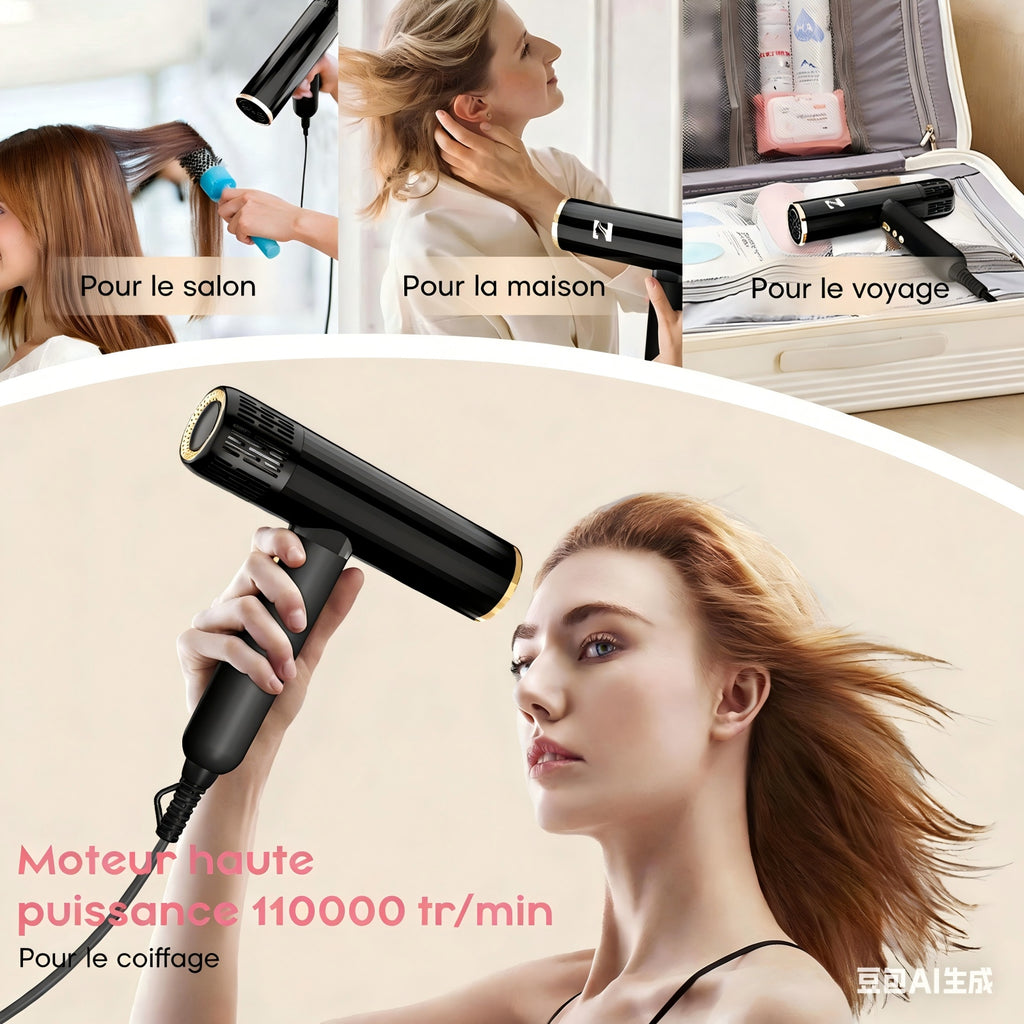 NICEBAY Sèche-cheveux ionique DW-9041 avec diffuseur pour cheveux bouclés, 1900 W, Moteur sans balais 110 000 tr/min, Peu bruyant, Léger
