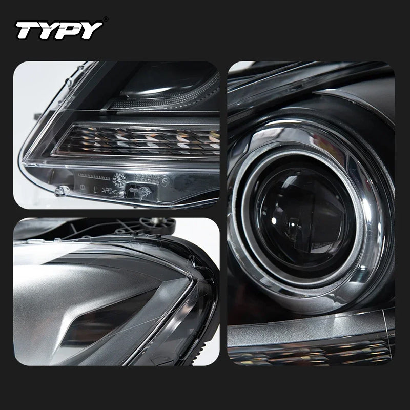 TYPY Phares de voiture pour Mercedes-Benz Classe C W204 2011-2013, ampoules LED, feux de jour, clignotants dynamiques, accessoires de voiture
