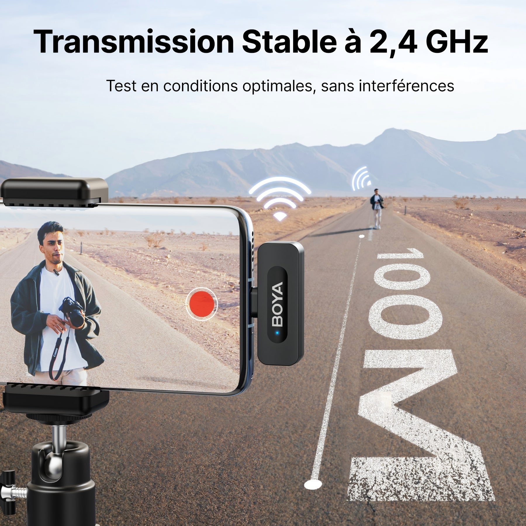 BOYA BY-V20 V2.0 Microphone sans fil USB-C pour iPhone 16/17, Android avec Réduction du bruit en un clic, Autonomie 9 h 2 TX+1 RX