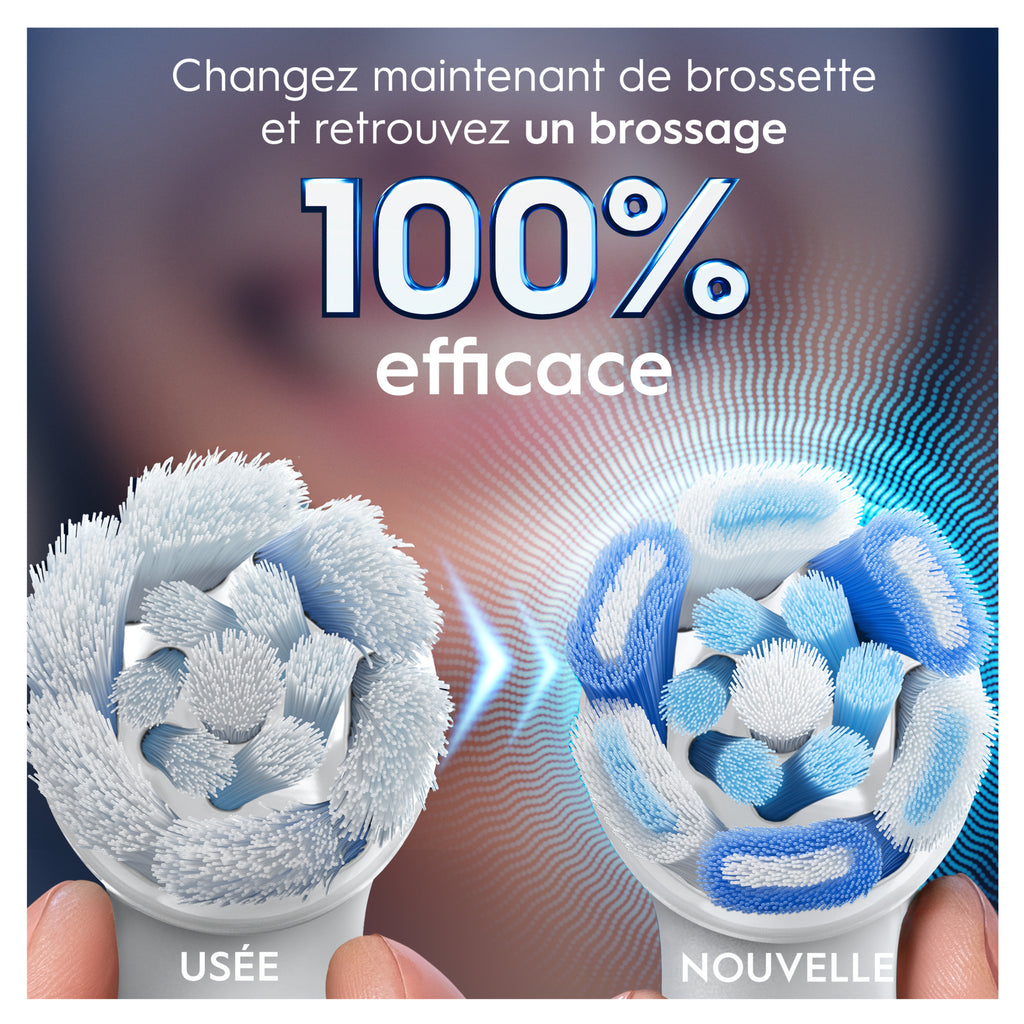 Oral-B Brossettes de rechange rondes authentiques série iO nettoyage ultime blanches adaptées aux gencives sensibles lot de 6
