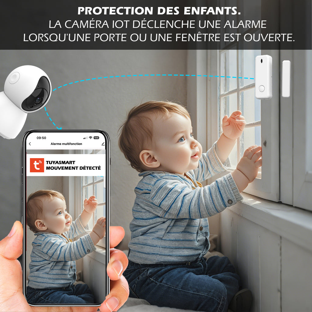 KYF Hikers Kit d’alarme extensible connecté Wi-Fi 434 MHz avec caméra IP 4 MP, sirène intégrée 90 dB, détecteur de mouvement, capteur porte/fenêtre et deux télécommandes