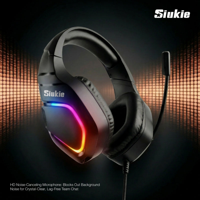 Casque de jeu filaire Siukie H100 avec prises USB et 3,5 mm, RGB