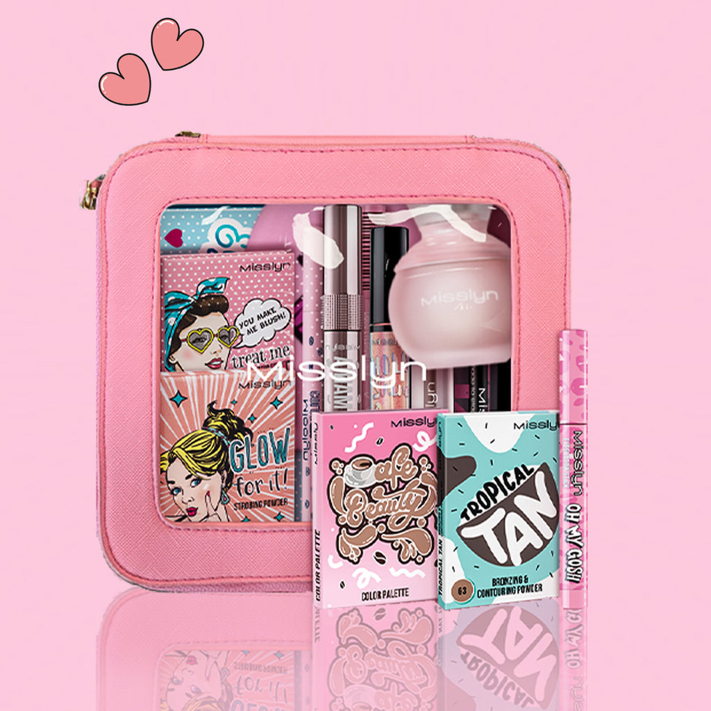 Misslyn Trousse de maquillage semi-transparente imperméable, format quart, voyage, pliable pour déplacements quotidiens, transparente, grande capacité, facile à nettoyer, multifonction